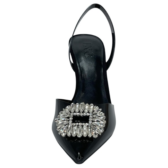 International Concepts Scienna Black Vinyl Rhinestone Womens Heels Size 8M - Picture 6 of 11